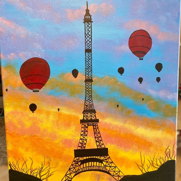 Eiffel Tower painting sunset - Picture 2 of 3
